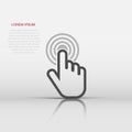 Vector click hand icon in flat style. Cursor finger sign illustration pictogram. Pointer business concept Royalty Free Stock Photo