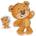 Vector clip art art illustration teddy bear waving its paw Royalty Free Stock Photo