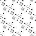 Vector, clip art, hand drawn. Pattern, seamless, stars, baby, snowflakes, signs, arrows, ornament, boho, textile, cute, wallpaper