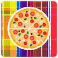 Vector clip art illustration of italian pizza on the plaid