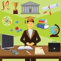 Vector clip art. Infographics education. Student