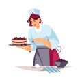 Vector clipart of chef making cake. Bakery cooking