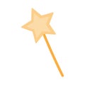 Vector clipart magic wand with a star on the end in flat style. Vector sticker for magicians