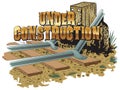 Vector clipart. Railroad tracks blockage. Under construction.