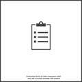 Vector clipboard and checklist with checkmarks. Business tablet with a completed application form on white isolated background.