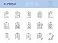 Vector clipboard icon. Editable stroke. To-do list, check sheet and pencil pen. Icons registration form, test questionnaire survey