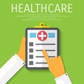 Vector clipboard medical flat background.