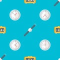 Vector clock watches seamless pattern