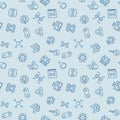 Vector Cloning blue seamless pattern in outline style