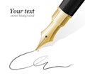 Vector Close up of a fountain pen and signature Royalty Free Stock Photo