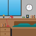 Vector of closed up bedroom.clock,flower,book Royalty Free Stock Photo