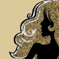 Vector Closeup decorative vintage grunge woman Royalty Free Stock Photo