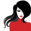 Vector closeup portrait of a girl in red dress Royalty Free Stock Photo