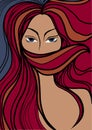 Vector closeup portrait of a girl with red hair Royalty Free Stock Photo