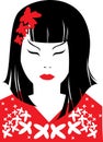 Vector closeup portrait of japanese woman