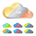 Vector cloud divided into three parts of gold silver and copper with different symbols and space for text and six variants with di Royalty Free Stock Photo