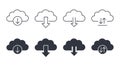 Vector cloud download icons. Linear filled marks editable strokes. Download, upload on the site and in the application, settings