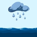 Vector Cloud With Falling Rain Sea