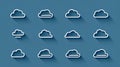 Vector cloud icon set with both line and glyph styles for versatile design use