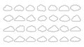 Vector cloud icons. Editable stroke. Set of 28 sign line art. Meteorology weather forecast interface element, information cloud Royalty Free Stock Photo