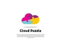 vector cloud puzzle logo design template
