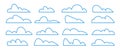 Vector cloud set blue color line style isolated Royalty Free Stock Photo