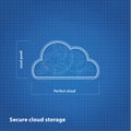Vector cloud sketch with blueprint background.