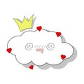 Vector cloud template. Isolated on a white background with hearts for children`s parties.