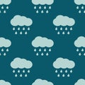 Vector clouds and rain weather seamless pattern