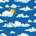 Vector clouds weather seamless pattern