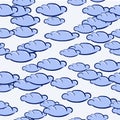 Vector cloudy seamless hand-drawn pattern. EP10