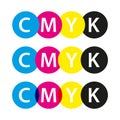 Vector cmyk symbols, cyan, magenta, yellow and black colors