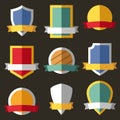 Vector coats of arms, shields, ribbons