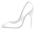 Vector Cobweb Op Art Stiletto - Generative Art Network Pump Concept Openwork Abstract Shoe Template