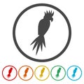 Vector cockatoo silhouette icons set Royalty Free Stock Photo