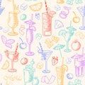 Vector Cocktail Glasses seamless pattern. Royalty Free Stock Photo