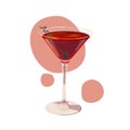 Vector isolated red alcohol drink manhattan in color on white background