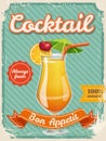 Vector cocktail poster in vintage style with typography elements