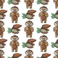 Vector cocoa hand drawn sketch seamless pattern chocolate sweet background illustration.