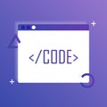 Vector Code Editor Icon, web design, coding. Modern vector illustration