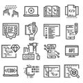 Vector code, programming icon set.