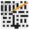 Vector Codeword puzzle grid part completed with words and a pencil