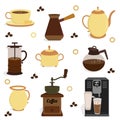 Vector coffe icon set in flat style