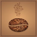 Vector coffee background with floral pattern elements. Template for card or menu. Elegant coffee vector elements. Design Royalty Free Stock Photo