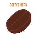 Vector coffee bean, robusta. Roasted seed in cartoon flat style