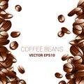 Vector coffee beans background collection with white area for copy space Royalty Free Stock Photo