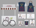Vector coffee booths set, T-Shirt, name card and free symbol design. free sign and simbols