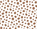 Vector coffee seamless pattern with brown random beans