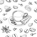 Vector coffee seamless pattern