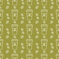 Vector coffee seamless pattern Take away paper cup